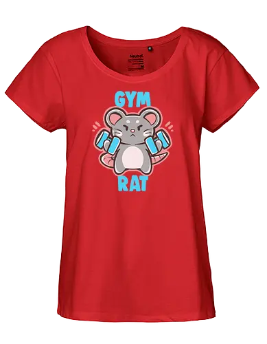 Gym Rat - gym rat, workout, gym lover, weights, weight lifter, girly, cute, rat, rodent, lift, fitness, fit, healthy, lifestyle, gains, girly workout, girl workout, Fitnessstudio-Ratte, Workout, Fitnessstudio-Liebhaber, Gewichte - Fairtrade Girl Shirt
