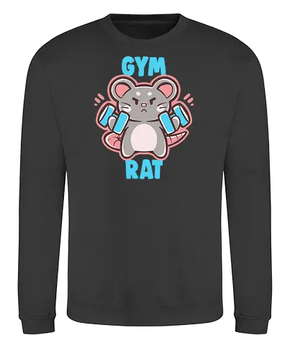 Gym Rat - gym rat, workout, gym lover, weights, weight lifter, girly, cute, rat, rodent, lift, fitness, fit, healthy, lifestyle, gains, girly workout, girl workout, Fitnessstudio-Ratte, Workout, Fitnessstudio-Liebhaber, Gewichte - Sweatshirt
