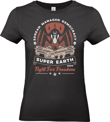 Spreading Democracy Emblem - hell, diver, spread democracy, spreading democracy, terminids, bile titan, spill oil, libertea, enlist today, super earth, gamer, video game, gaming, freedom,  - Standard T-Shirt (Women)