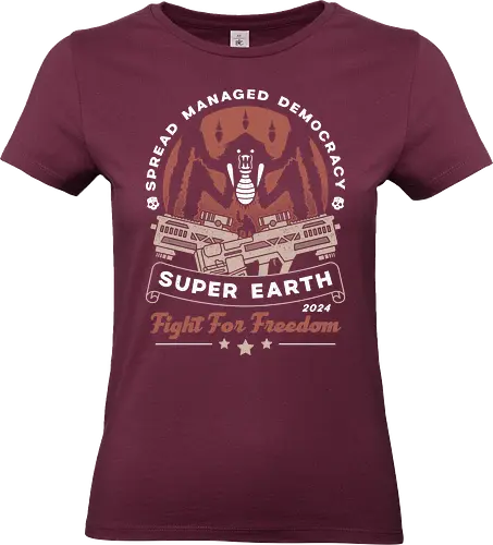Spreading Democracy Emblem - hell, diver, spread democracy, spreading democracy, terminids, bile titan, spill oil, libertea, enlist today, super earth, gamer, video game, gaming, freedom,  - Standard T-Shirt (Women)