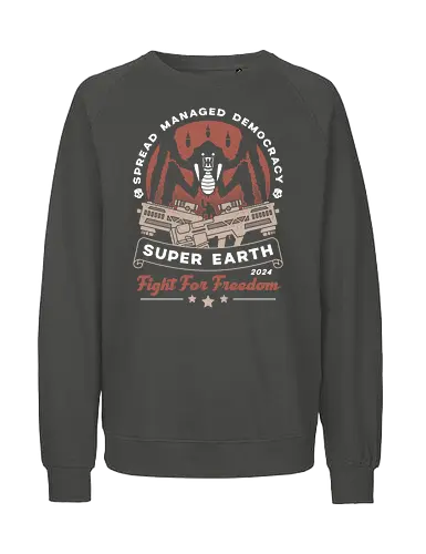 Spreading Democracy Emblem - hell, diver, spread democracy, spreading democracy, terminids, bile titan, spill oil, libertea, enlist today, super earth, gamer, video game, gaming, freedom,  - Fairtrade Sweatshirt