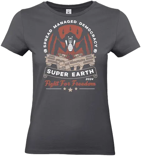 Spreading Democracy Emblem - hell, diver, spread democracy, spreading democracy, terminids, bile titan, spill oil, libertea, enlist today, super earth, gamer, video game, gaming, freedom,  - Standard T-Shirt (Women)