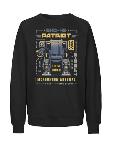 Democracy Exo Patriot Mech - hell, diver, spread democracy, spreading democracy, terminids, bile titan, exo 45 patriot, spill oil, libertea, enlist today, super earth, gamer, video game, gaming - Fairtrade Sweatshirt