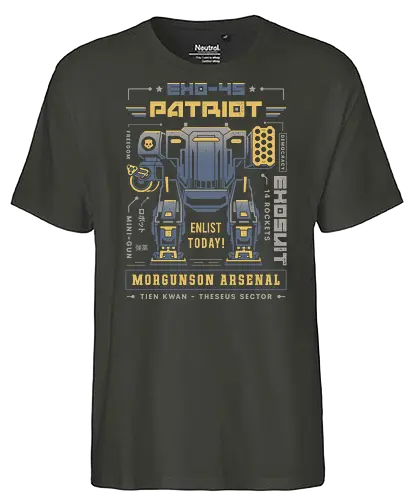 Democracy Exo Patriot Mech - hell, diver, spread democracy, spreading democracy, terminids, bile titan, exo 45 patriot, spill oil, libertea, enlist today, super earth, gamer, video game, gaming - Fairtrade T-Shirt