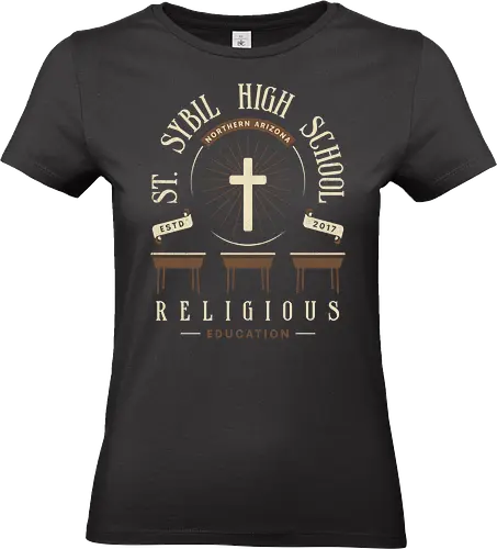 St Sybil High School Emblem - outlast, murkoff corporation, mount massive asylum, camcorder, mother gooseberry, horror, terror, survival, leland coyle, gamer, gaming, video games, mind control,  - Standard T-Shirt (Women)