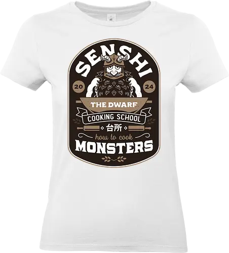 Dwarf Cooking School Emblem - Delicious, Meshi, walking mushroom, marcille donato, falin touden, laios touden, senshi of izganda, chilchuck tims, fantasy, medieval, anime, manga, cooking, TV, dwarf,  - Standard T-Shirt (Women)