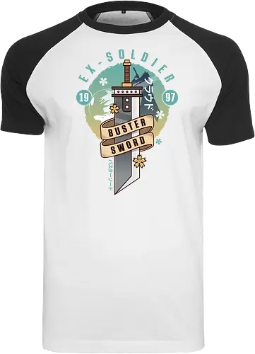 Cloud Buster Sword Emblem - Final, Final 7 rebirth, Villain, red xiii, nanaki, Gaming lockhart, Gaming gainsborough, aeris, Kweh, Cactus, game, video games, shinra, avalanche, Cloud - Raglan T-Shirt