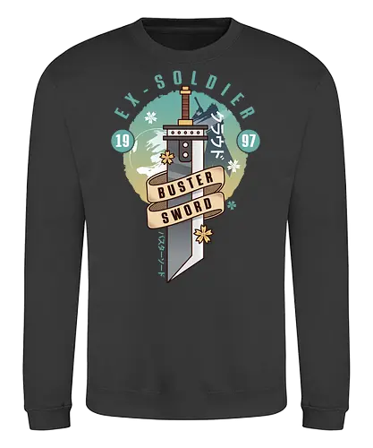 Cloud Buster Sword Emblem - Final, Final 7 rebirth, Villain, red xiii, nanaki, Gaming lockhart, Gaming gainsborough, aeris, Kweh, Cactus, game, video games, shinra, avalanche, Cloud - Sweatshirt