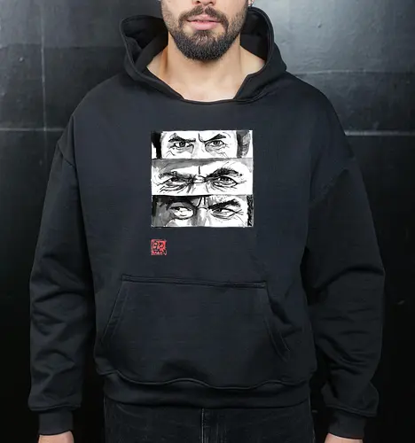 eyes - the good, the bad, the ugly, clint eastwood, sumie, japan, cowboys - Cropped Hoodie