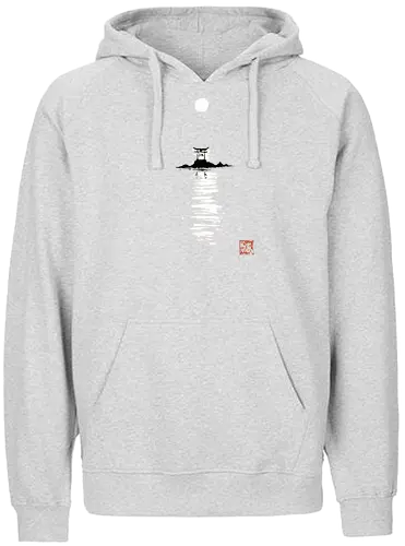 gate at the sea - gate, sea, moon, sun, sumie, japan - Fairtrade Hoodie