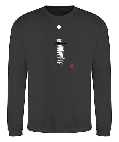 gate at the sea - gate, sea, moon, sun, sumie, japan - Sweatshirt