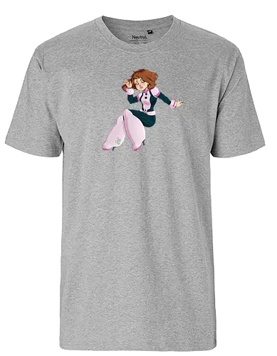 Float - mha, bnha, Academia, hero, uraraka, ochako, uraraka ochako, uravity, float, floaty, costume, hero costume, brown hair, brown eyes, pink, purplestar, purplestarphoenix, short hair, paw pads, girl, cute girl, cute, kawaii, hero outfit, anime, manga, Hiroaka - Fairtrade T-Shirt