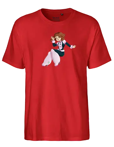 Float - mha, bnha, Academia, hero, uraraka, ochako, uraraka ochako, uravity, float, floaty, costume, hero costume, brown hair, brown eyes, pink, purplestar, purplestarphoenix, short hair, paw pads, girl, cute girl, cute, kawaii, hero outfit, anime, manga, Hiroaka - Fairtrade T-Shirt