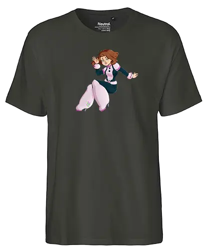 Float - mha, bnha, Academia, hero, uraraka, ochako, uraraka ochako, uravity, float, floaty, costume, hero costume, brown hair, brown eyes, pink, purplestar, purplestarphoenix, short hair, paw pads, girl, cute girl, cute, kawaii, hero outfit, anime, manga, Hiroaka - Fairtrade T-Shirt