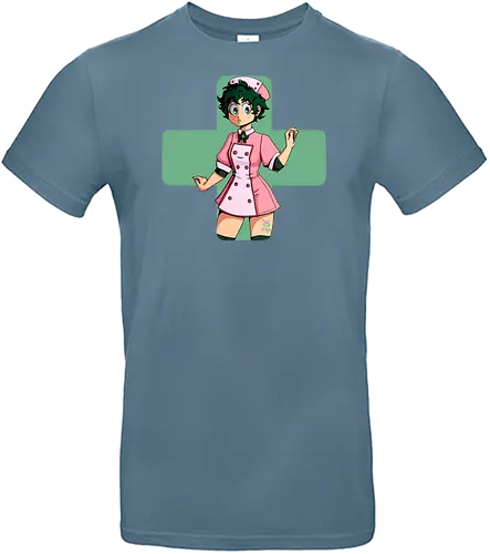 Nurse Izuku - mha, bnha, Izuku, Midoriya, midoriyaizuku, izukumidoriya, nurse, nurse outfit, gender bender, rule 63, geen cross, green hair, greenhair, shorthair, short, short hair, curly, curlyhair, green eyes, greeneyes, pinkdress, pink dress, cute, hiroaka - Standard T-Shirt