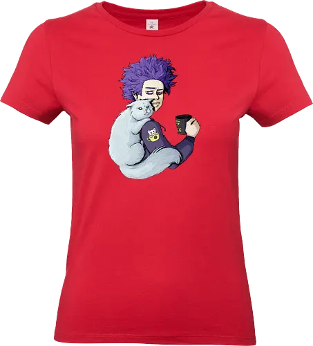 Cranky Coffee Cats - mha, bnha, shinsou, shinsouhitioshi, hitoshi, cat, grumpy, grumpycat, white, whitecat, persiancat, coffee, coffeecat, kitty, cranky, ftown, scowl, glare, purple, lavender, purplehair, lavenderhair, purpleeyes, lavendereyes, lilac, lilachair, lilaceyes, ereaserhead, ereaserheadmug, mug, coffeemug, raisedeyebrow, sweater, hoodie, darkhoodie, hiroaka, hiroaka - Standard T-Shirt (Women)