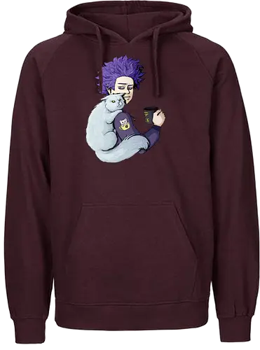 Cranky Coffee Cats - mha, bnha, shinsou, shinsouhitioshi, hitoshi, cat, grumpy, grumpycat, white, whitecat, persiancat, coffee, coffeecat, kitty, cranky, ftown, scowl, glare, purple, lavender, purplehair, lavenderhair, purpleeyes, lavendereyes, lilac, lilachair, lilaceyes, ereaserhead, ereaserheadmug, mug, coffeemug, raisedeyebrow, sweater, hoodie, darkhoodie, hiroaka, hiroaka - Fairtrade Hoodie