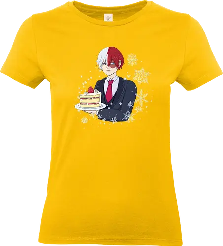 Shotocake - mha, bnha, shouto todoroki, todorokishouto, shoutotodoroki, shotocake, shoutocake, strawberryshortcake, shortcake, strawberries, suit, creamsuit, threepiecesuit, snowflakes, snow, heterochromia, blueeyes, greyeyes, redhair, whitehair, redwhitehair, splitcolorhair, purplestarphoenix, hiroaka, hiroaka - Standard T-Shirt (Women)