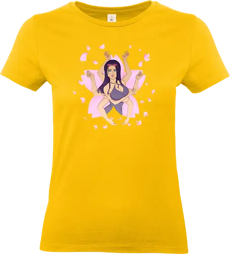 Devil Child in Bloom (Anime colors) - devilchild, nicorobin, flowerflowerfruit, hanahananomi, sakura, sakurablossoms, sakurapetals, cherryblossoms, cherryblossom, flowerpetals, flowers, purplestarphoenix, blueeyes, blackhair, sunglasses, dress, arms, hands, pretty, girl, woman, lady, Pirate, Pirate - Standard T-Shirt (Women)