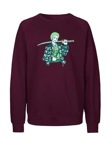 Zoro Drip - zoro, roronoazoro, zorororonoa, greenhair, santoryu, threeswords, threeswordstyle, swords, katanas, gold, green, jacket, drip, necklace, meme, earrings, digitalart, anime, manga, purplestarphoenix, cool, fashion, zoroPirate, Pirate, zoroPirate, Pirate - Fairtrade Sweatshirt