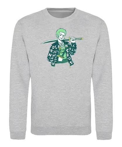 Zoro Drip - zoro, roronoazoro, zorororonoa, greenhair, santoryu, threeswords, threeswordstyle, swords, katanas, gold, green, jacket, drip, necklace, meme, earrings, digitalart, anime, manga, purplestarphoenix, cool, fashion, zoroPirate, Pirate, zoroPirate, Pirate - Sweatshirt