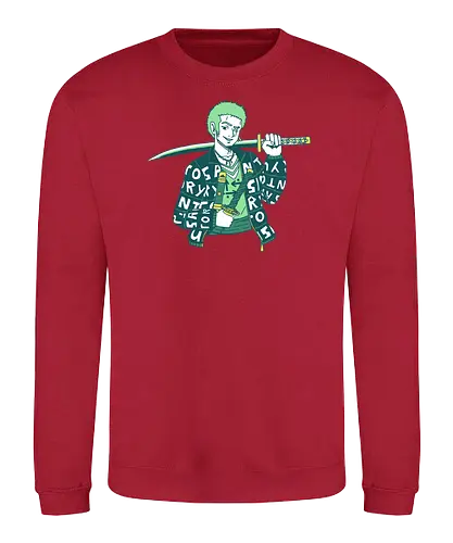Zoro Drip - zoro, roronoazoro, zorororonoa, greenhair, santoryu, threeswords, threeswordstyle, swords, katanas, gold, green, jacket, drip, necklace, meme, earrings, digitalart, anime, manga, purplestarphoenix, cool, fashion, zoroPirate, Pirate, zoroPirate, Pirate - Sweatshirt