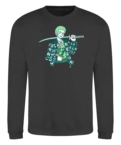 Zoro Drip - zoro, roronoazoro, zorororonoa, greenhair, santoryu, threeswords, threeswordstyle, swords, katanas, gold, green, jacket, drip, necklace, meme, earrings, digitalart, anime, manga, purplestarphoenix, cool, fashion, zoroPirate, Pirate, zoroPirate, Pirate - Sweatshirt