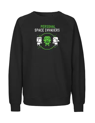 Personal Space Invaders - Video games, gaming, cute game shirts, cute video game designs, space invaders, personal space, introvert - Fairtrade Sweatshirt
