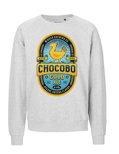 Kweh Gold Beer Emblem - final, fantasy, ff7, Gaming lockhart, Kupo, Kweh, avalanche, midgar, video game, fat Kweh, gysahl greens, Cloud, Villain, gaming, gamer - Fairtrade Sweatshirt