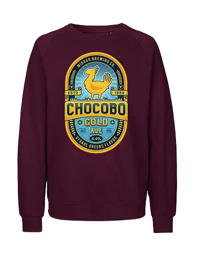 Kweh Gold Beer Emblem - final, fantasy, ff7, Gaming lockhart, Kupo, Kweh, avalanche, midgar, video game, fat Kweh, gysahl greens, Cloud, Villain, gaming, gamer - Fairtrade Sweatshirt