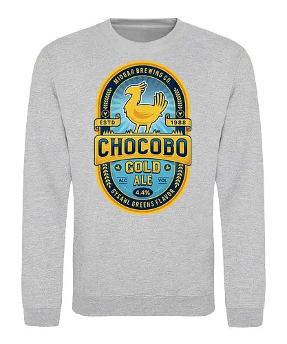 Kweh Gold Beer Emblem - final, fantasy, ff7, Gaming lockhart, Kupo, Kweh, avalanche, midgar, video game, fat Kweh, gysahl greens, Cloud, Villain, gaming, gamer - Sweatshirt