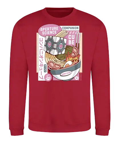 Science Cube Ramen - portal, companion cube, portal 2, portal revolution, aperture laboratories, aperture science, half life, ramen, noodles, the cake is a lie, love, glados, ramen, gaming, video games, gamer, chell,  - Sweatshirt