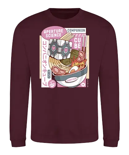 Science Cube Ramen - portal, companion cube, portal 2, portal revolution, aperture laboratories, aperture science, half life, ramen, noodles, the cake is a lie, love, glados, ramen, gaming, video games, gamer, chell,  - Sweatshirt