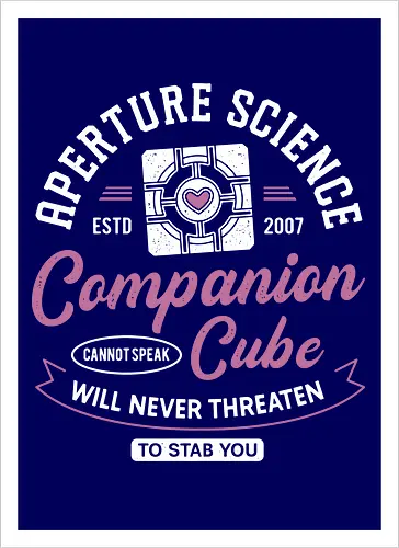 Companion Cube Crest - portal, companion cube, portal 2, portal revolution, aperture laboratories, aperture science, half life, the cake is a lie, potato, glados, black mesa, gaming, video games, gamer, chell,  - Artprint
