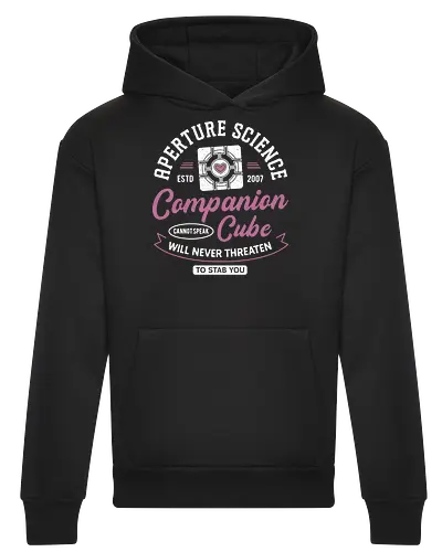 Companion Cube Crest - portal, companion cube, portal 2, portal revolution, aperture laboratories, aperture science, half life, the cake is a lie, potato, glados, black mesa, gaming, video games, gamer, chell,  - Heavyweight Hoodie