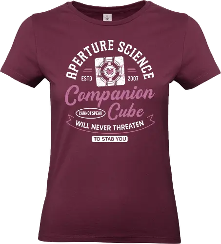 Companion Cube Crest - portal, companion cube, portal 2, portal revolution, aperture laboratories, aperture science, half life, the cake is a lie, potato, glados, black mesa, gaming, video games, gamer, chell,  - Standard T-Shirt (Women)