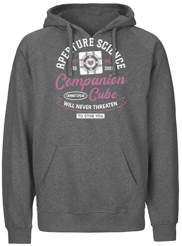 Companion Cube Crest - portal, companion cube, portal 2, portal revolution, aperture laboratories, aperture science, half life, the cake is a lie, potato, glados, black mesa, gaming, video games, gamer, chell,  - Fairtrade Hoodie