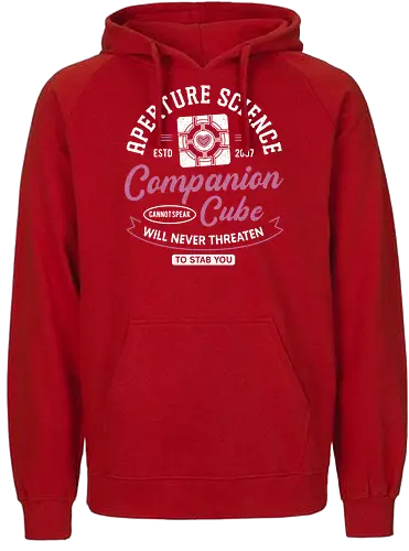 Companion Cube Crest - portal, companion cube, portal 2, portal revolution, aperture laboratories, aperture science, half life, the cake is a lie, potato, glados, black mesa, gaming, video games, gamer, chell,  - Fairtrade Hoodie