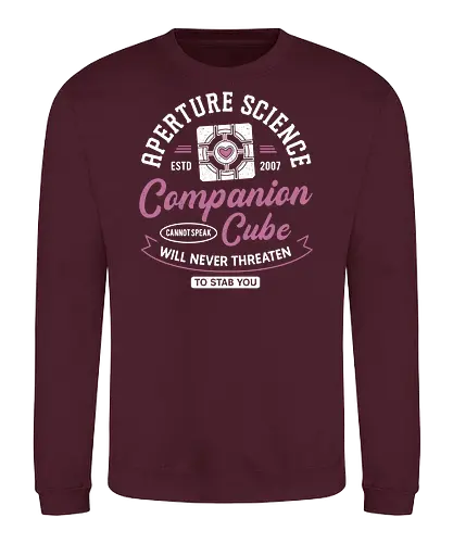 Companion Cube Crest - portal, companion cube, portal 2, portal revolution, aperture laboratories, aperture science, half life, the cake is a lie, potato, glados, black mesa, gaming, video games, gamer, chell,  - Sweatshirt