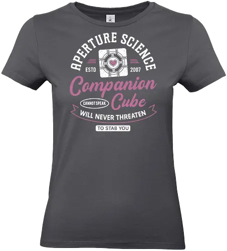 Companion Cube Crest - portal, companion cube, portal 2, portal revolution, aperture laboratories, aperture science, half life, the cake is a lie, potato, glados, black mesa, gaming, video games, gamer, chell,  - Standard T-Shirt (Women)