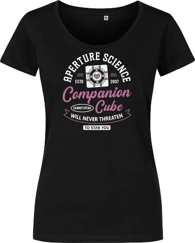Companion Cube Crest - portal, companion cube, portal 2, portal revolution, aperture laboratories, aperture science, half life, the cake is a lie, potato, glados, black mesa, gaming, video games, gamer, chell,  - Women T-Shirt