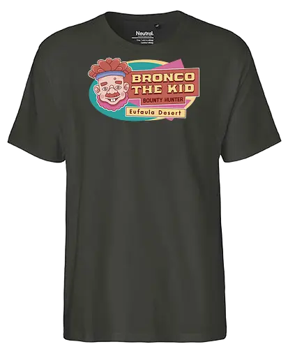 Bronco The Kid Emblem - my time, at sandrock, my time at portia, indie game, gaming, gamer, video games, fang, farming simulator, rpg, adventure, harvest, sand, wild yakmel, pen, hazardous ruins - Fairtrade T-Shirt