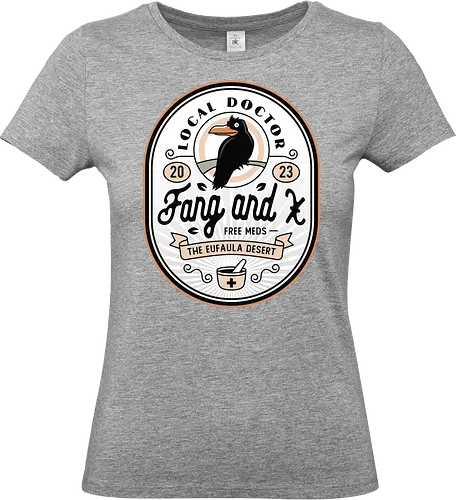 Fang and X Clinic Crest - my time, at sandrock, my time at portia, indie game, gaming, gamer, video games, fang, farming simulator, rpg, adventure, harvest, sand, wild yakmel, pen, hazardous ruins - Standard T-Shirt (Women)