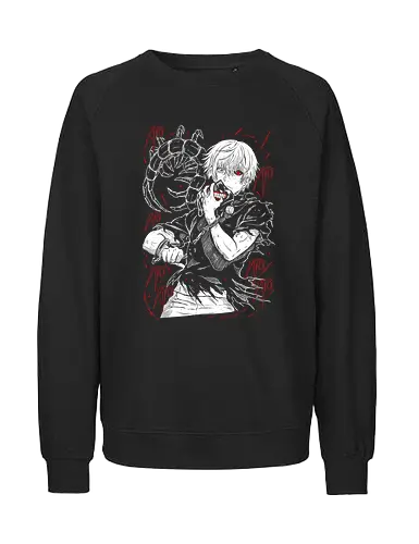 The Black Reaper - Aesthetic, Aggressive, Angry, Anime, Gamer, Gift, Kawaii, Monster, Power, Warrior, Manga Style, Demon, Cool, Manga, Zylixzen, Tokyo, Ghoul, Horror, Devil, Red, Japanese Art, Otaku - Fairtrade Sweatshirt