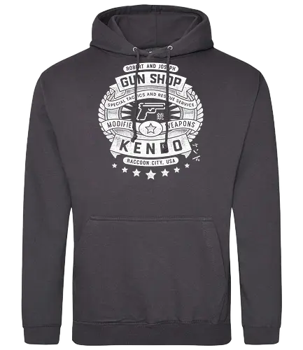 Kendo Gun Shop Grunge - resident, evil, jill valentine, leon s kennedy, biohazard, umbrella corporation, raccoon city, albert wesker, chris redfield, tricell africa, stars, sheva alomar, video game, gaming, gamer - Standard Hoodie