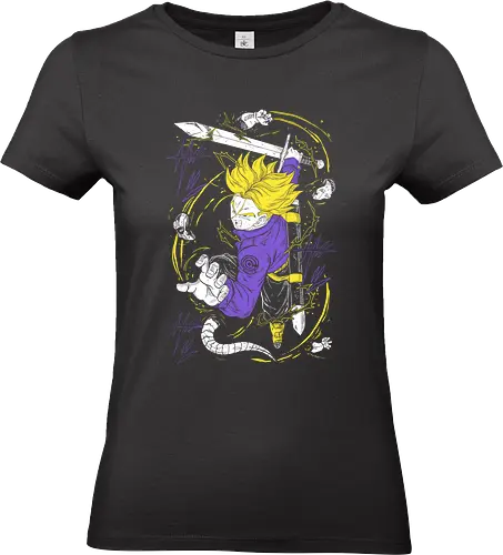 Battle - Aesthetic, Aggressive, Angry, Anime, Gamer, Gift, Trunks, Monster, Power, Manga Style, Manga, Zylixzen, Warrior, Swordsman, Dragon, Ball, Golden Hair, Sword, Fighter, Katana, Otaku, Japanese Art - Standard T-Shirt (Women)