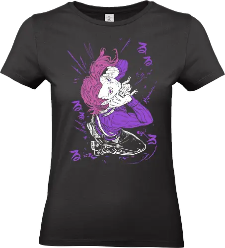 The Boss - Kawaii, Warrior, Jojo, Green, Anime, Manga, Demon, Devil, Angry, Japanese Art, Aesthetic, Manga Style, Zylixzen, Aggressive, Gamer, Otaku, Gift, Monster, Cool, Diavolo, Golden, Wind, Pink, Purple - Standard T-Shirt (Women)