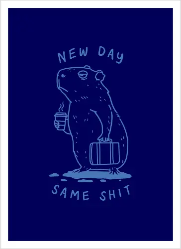 Lazy Morning - capy, capybara, lazy morning, morning coffee, coffee, i hate monday, capy coffee, minimalist - Artprint