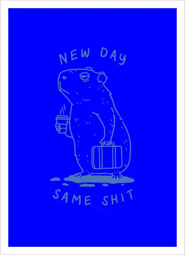 Lazy Morning - capy, capybara, lazy morning, morning coffee, coffee, i hate monday, capy coffee, minimalist - Artprint