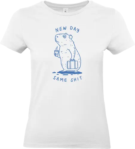 Lazy Morning - capy, capybara, lazy morning, morning coffee, coffee, i hate monday, capy coffee, minimalist - Standard T-Shirt (Women)